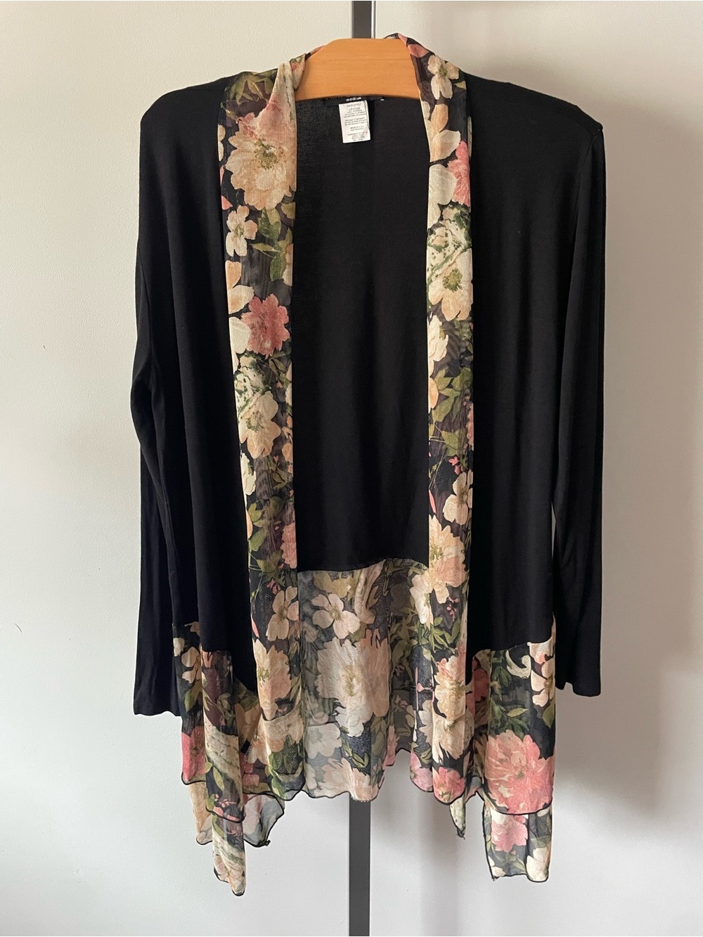 Kim & Cami Long Floral Open Cardigan Duster Jacket Fairy Dark Cottagecore